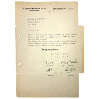 Original WWII Dutch III. Germanische SS-Panzerkorps letter from the possession of NSB leader Anton Mussert militaria SS-Feldpost Berlin