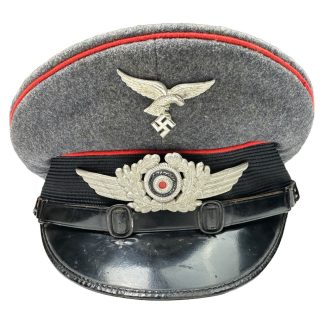 Original WWII German NCO Luftwaffe FLAK visor cap militaria schirmmütze flak-regiment 49 stalingrad vlissingen