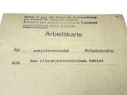 Original WWII German Ostarbeiter ID card