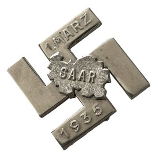 Original WWII German 'Saar 1935' badge by Deschler