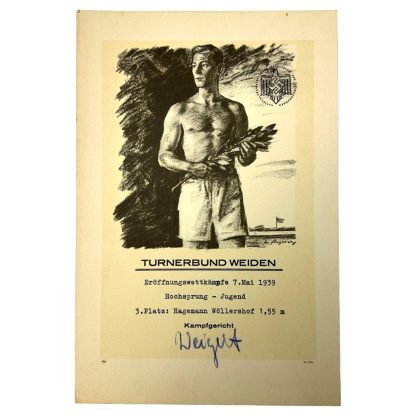 Original WWII German Turnerbund Weiden certificate