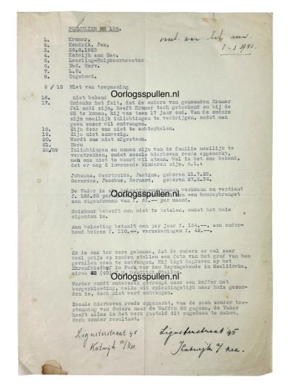 Original WWII Dutch Waffen-SS volunteer documents regarding a KIA volunteer from Katwijk aan Zee