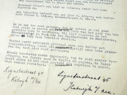 Original WWII Dutch Waffen-SS volunteer documents regarding a KIA volunteer from Katwijk aan Zee