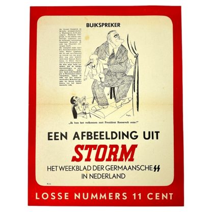 Original WWII Dutch SS poster - Storm het weekblad der Germaansche SS in Nederland - Militaria - オランダヴァッフェンSS