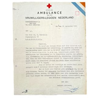 Original WWII Dutch Waffen-SS volunteer legion Ambulance department letter with autograph of J.S.Galjart - Militaria