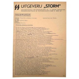 Original WWII Dutch SS Publisher 'Storm' document - Militaria