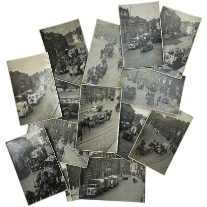 Original WWII Belgian photos of retreating German troops and camouflaged vehicles/tanks