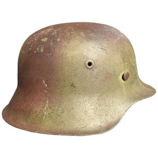 Original WWII German M42 'Normandy' camouflage helmet from the city of Goes (Zeeland)