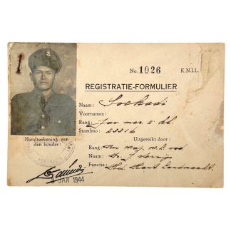 Original WWII KNIL (Royal Dutch East Indies Army) registration card - militaria