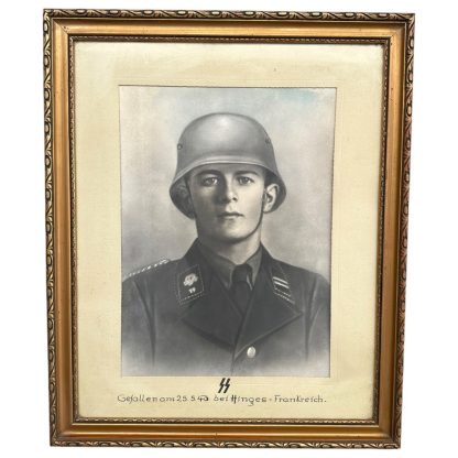 Original WWII German Allgemeine-SS portrait drawing SS-Totenkopf Standarte 19 - France 1940 - Hinges