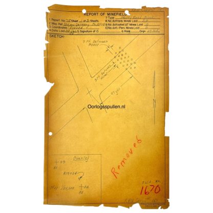 Original WWII US Battle of the Bulge antitank minefield sketch/map area of Baugnez militaria