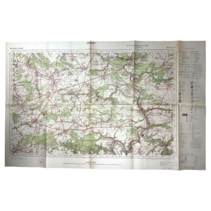 This German army map dates from 1941 and shows locations such as Dinant, Mettet, Biesmeree, Graux, Onhaye and many others.