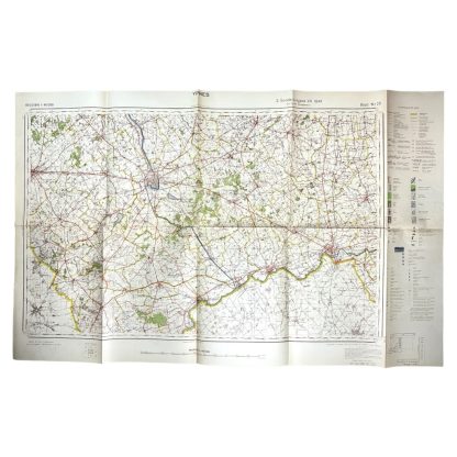 Original WWII German army map of Ieper in Belgium