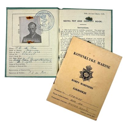 Original WWII Dutch Mariniers Korps ID booklets of a Marine who was trained in April 1945 in the USA