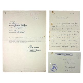 Original WWII Dutch SS oath-taking document with handwritten letter to Oosterbeek - militaria - 1941 - 1942 - Nederlandsche SS