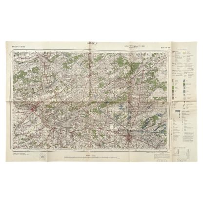 Original WWII German army map of Hasselt in Belgium 1941 Zolder, Diest, Lummen, Helchteren, Houthaelen, Heusden