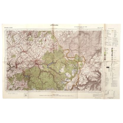 Original WWII German army map of Limbourg in Belgium and Hürtgenwald in Germany