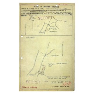 Original WWII US Battle of the Bulge antitank minefield sketch/map area of Weismes - militaria