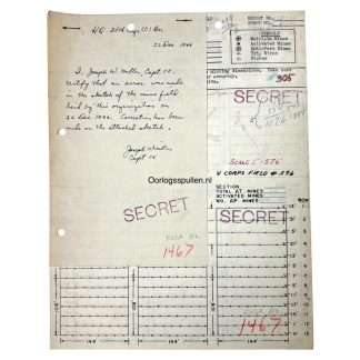 Original WWII US Battle of the Bulge antitank minefield sketch/map area of Weismes near Malmedy militaria