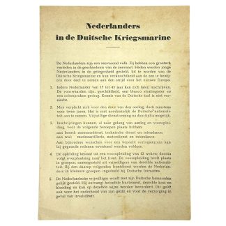 Original WWII Dutch Kriegsmarine leaflet