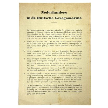 Original WWII Dutch Kriegsmarine leaflet