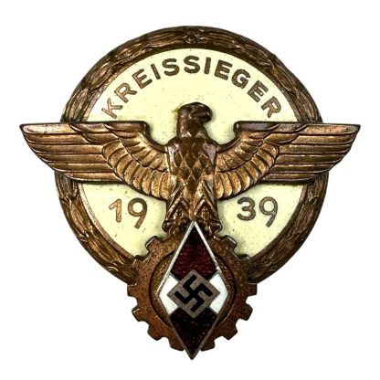 Original WWII German Hitlerjugend 'Kreissieger' badge