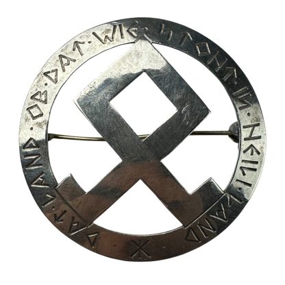 Original WWII German silver women's 'Odal rune' brooch