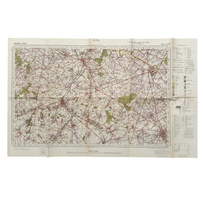 Original WWII German army map of Ath in Belgium