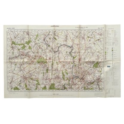 Original WWII German army map of Charleroi in Belgium