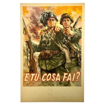 Original WWII Italian R.S.I. recruitment postcard - militaria