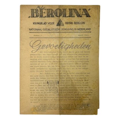 Original WWII Dutch NSB newspaper for members in Berlin