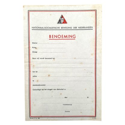 Original WWII Dutch NSB nomination document