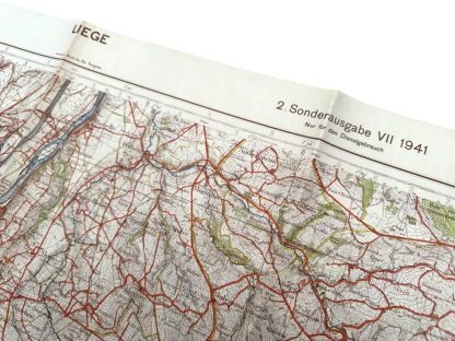 Original WWII German army map of Liege in Belgium