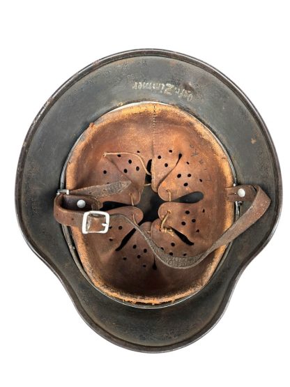 Original WWII German M40 WH (Heer) helmet with leather band for camouflage twigs - Image 5