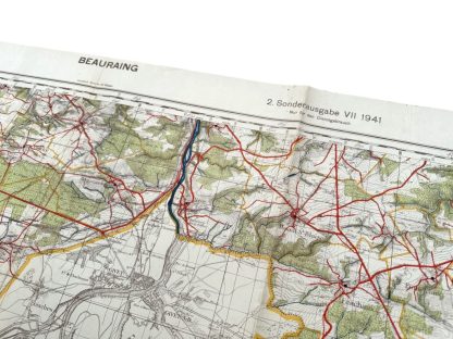 Original WWII German army map of Beauraing in Belgium