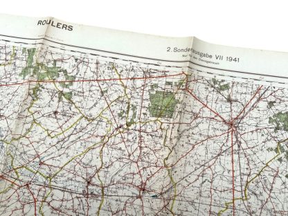 Original WWII German army map of Roulers in Belgium