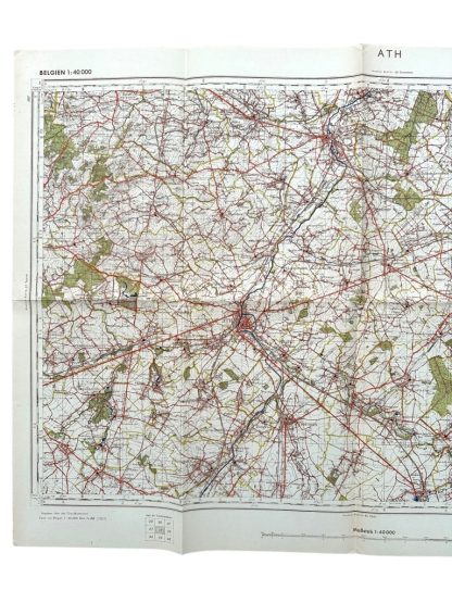 Original WWII German army map of Ath in Belgium