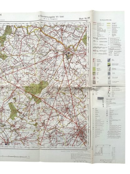 Original WWII German army map of Ath in Belgium