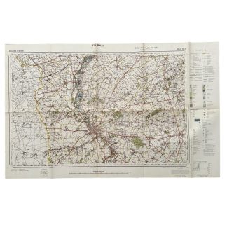 Original WWII German army map of Tournai in Belgium