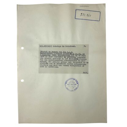 Original WWII Dutch NSB document regarding a resistance action in Groningen