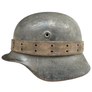 Original WWII German M40 WH (Heer) helmet with leather band for camouflage twigs - militaria