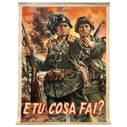 Original WWII Italian R.S.I. recruitment poster - militaria - Waffen-SS - propaganda