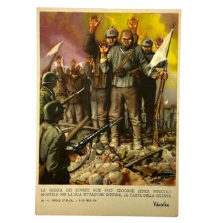 Original WWII Italian anti-communist propaganda postcard - militaria