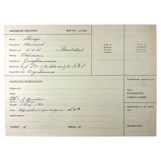 Original WWII Dutch Waffen-SS service record document from a member of Poortvliet