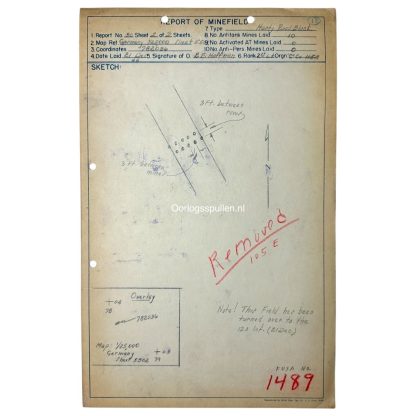 Original WWII US Battle of the Bulge antitank minefield sketch/map area of Durbuy/Clavier