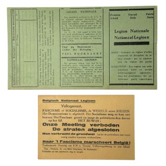 Original WWII Belgisch Nationaal Legioen fascist membership and invitation card