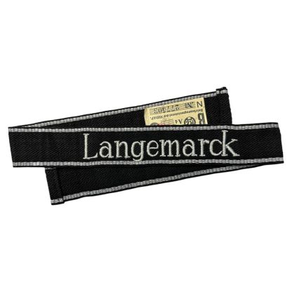 Original WWII Flemish Waffen-SS 6. SS-Freiwilligen-Sturmbrigade Langemarck cuff title - militaria