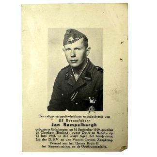 Original WWII Flemish Waffen-SS death card Grimbergen/Charkov