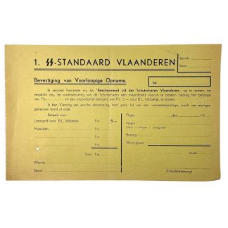 Original WWII Algemeene SS-Vlaanderen document 'Beschermend Lid' militaria