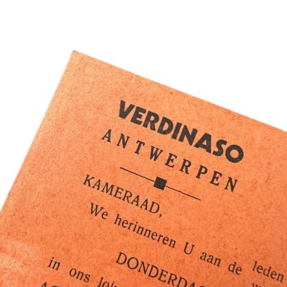 Original WWII Flemish Verdinaso meeting invitation card Antwerpen